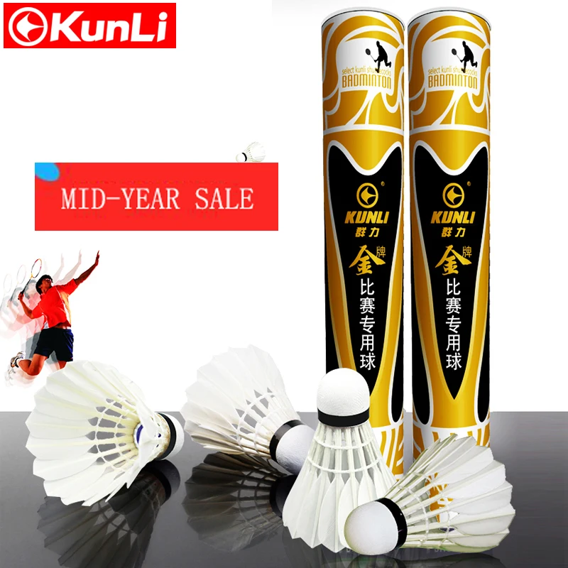 baratas Kunli badminton volantes KL ouro petecas de penas de ganso para o Torneio Internacional de grau Superior Melhor durável melhor voando