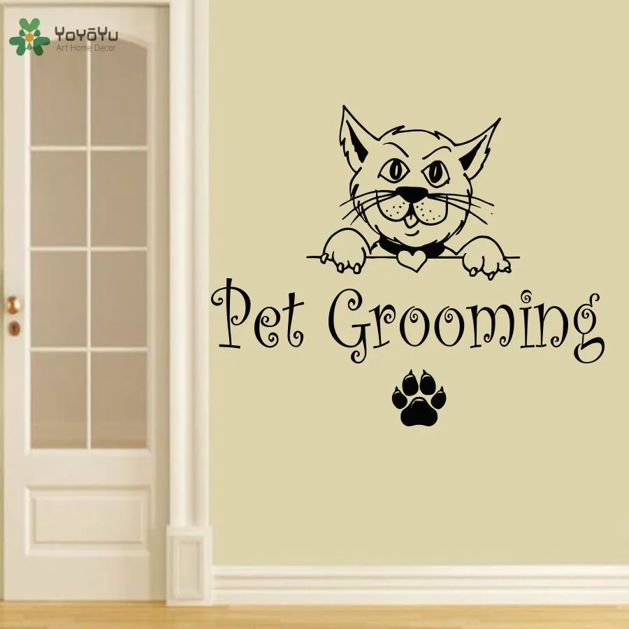 

YOYOYU Vinyl Wall Decal Cute Kitty Pet Veterinarian Shop Beauty Grooming Salon On The Door Decoration Stickers FD302