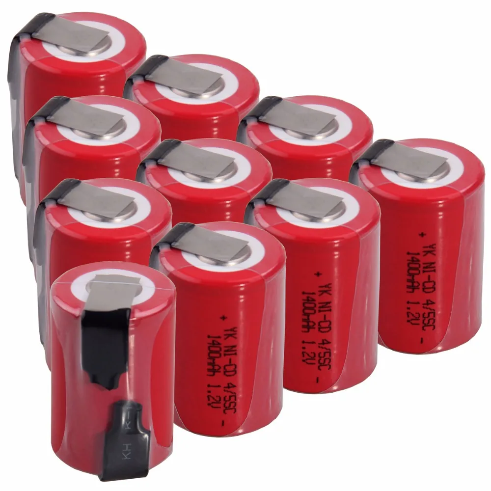 10 шт 4/5SC 1400mah 1 2 v аккумулятор NICD аккумуляторы для электрических шуруповертов 3 см *
