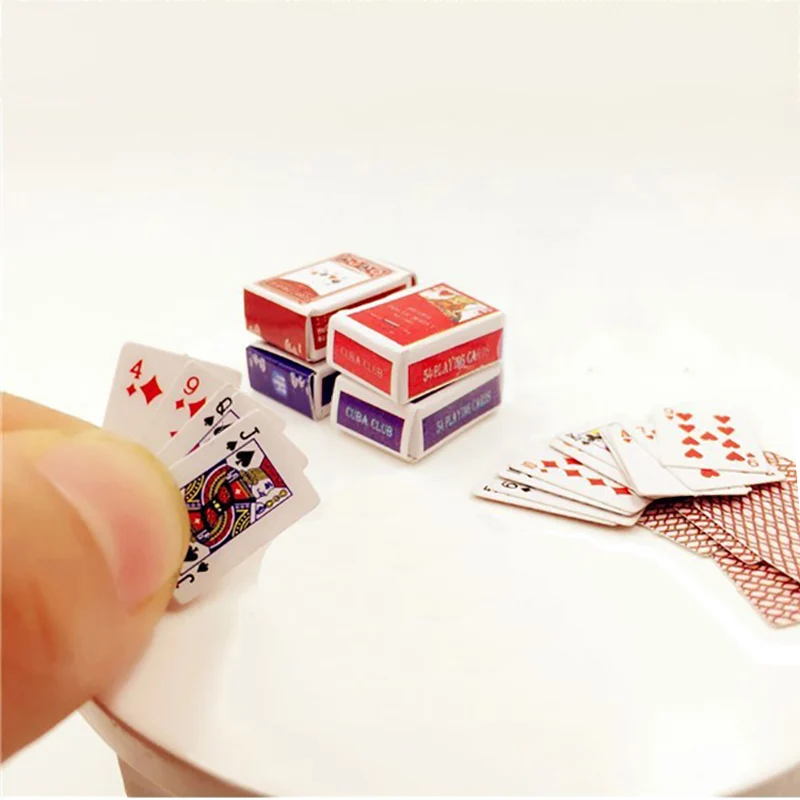 

2 Set 108PCS Mini Cute 1:12 Dollhouse Miniatures Poker Home Decoration Poker Cards Playing Game for Doll Accessories