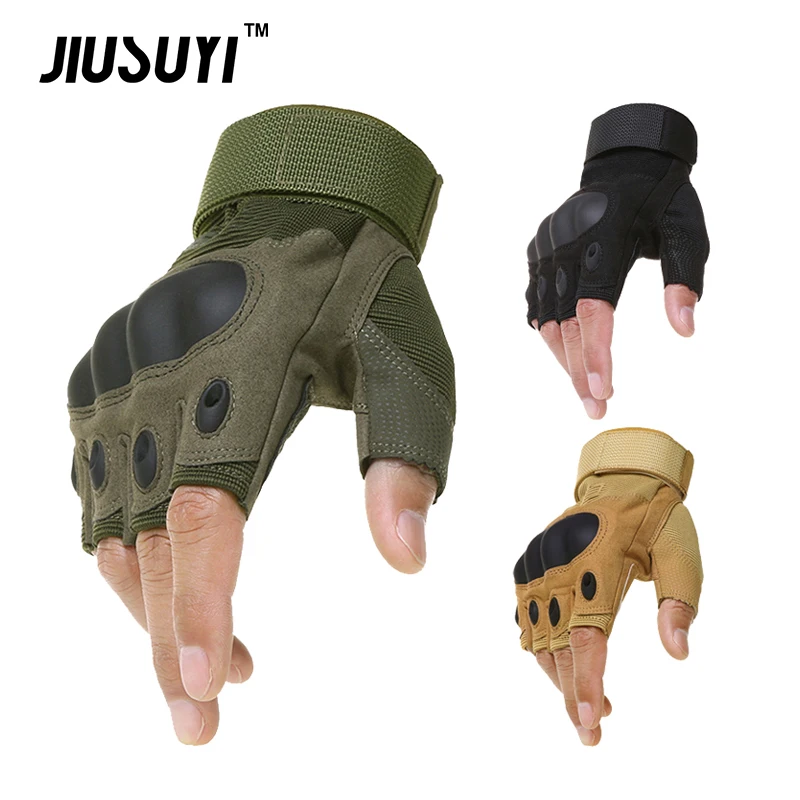 Tactical Fingerless Gloves Military Army Shooting Bicycle Paintball Airsoft Carbon Hard Knuckle