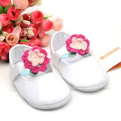 Нескользящая обувь для маленьких девочек с вязаным цветком, Повседневная летняя прогулочная обувь для малышей на мягкой подошве, для детей