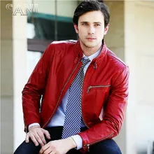 Akrasanee мужская кожаная мужская одежда повседневная Кожаная Мотоциклетная одежда из воловьей кожи кожаная мужская одежда воротник стойка Тонкий