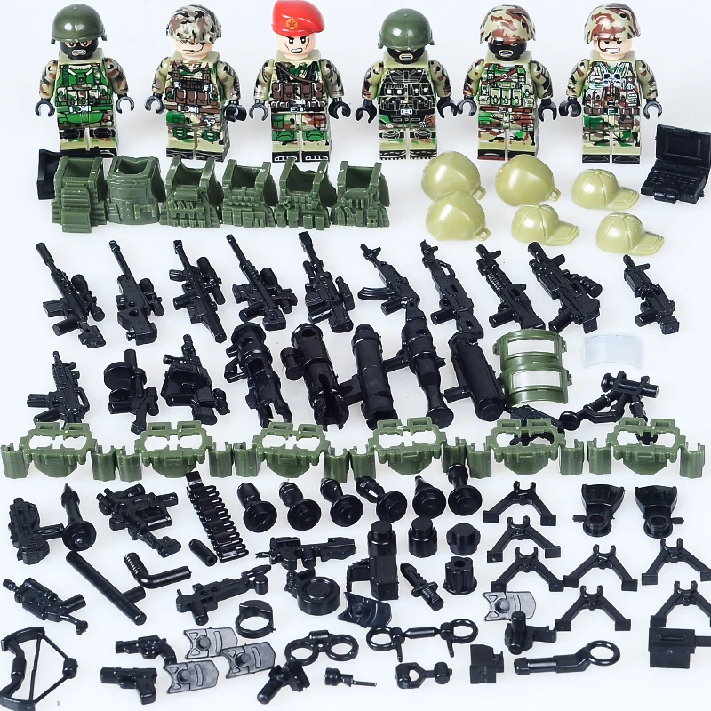 6 шт. Новый Legoing Minifigure Alpha Force военный камуфляж солдат SWAT США армейские военные