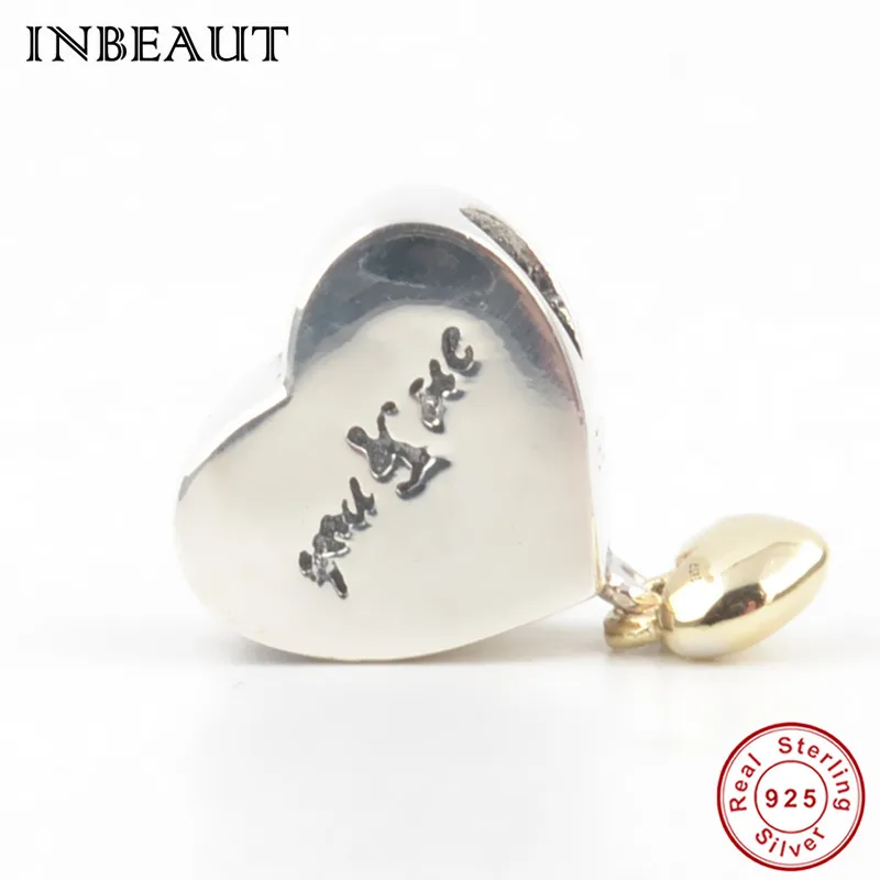 

100% Authentic Original S925 fit Pandora Charm Bracelet 925 Sterling Silver You&Me Gold-color Double Pendant Heart Beads Female