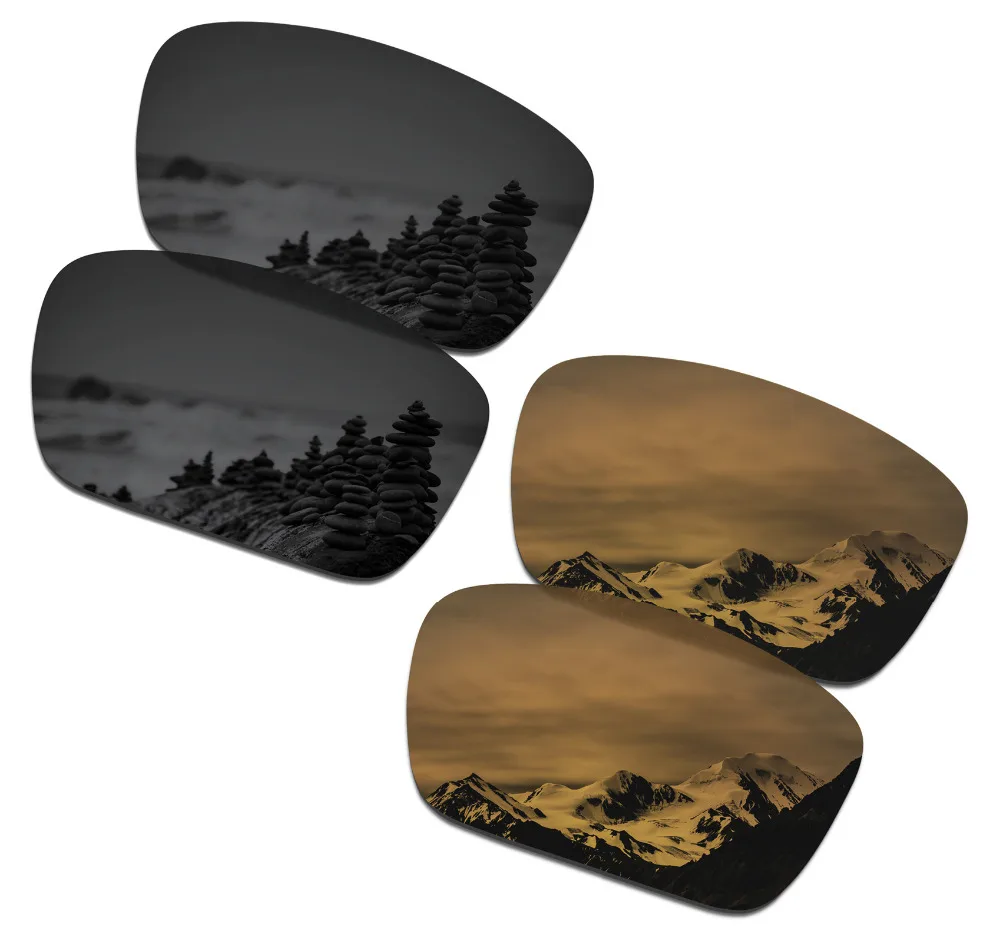 SmartVLT 2 Pairs Polarized Sunglasses Replacement Lenses for Oakley Fuel Cell Stealth Black and Bronze Gold
