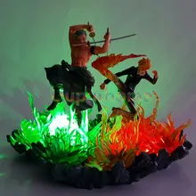 One Piece Zoro Sanji Led Lights Fire Scene Anime One Piece Night Lights Model Toy Desk Lamp