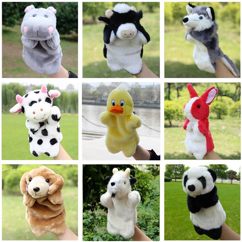 

Plush Hand Puppets Toy For Kids Rabbit Panda Cow Frog Bear Dog Doll Educational Glove Puppet Toys For Hand Brinquedos Educativos