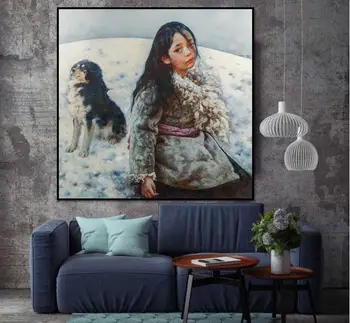 

hand made Athos oil painting famous artist Ai Xuan Tebetan Girl good for bedroom decoration