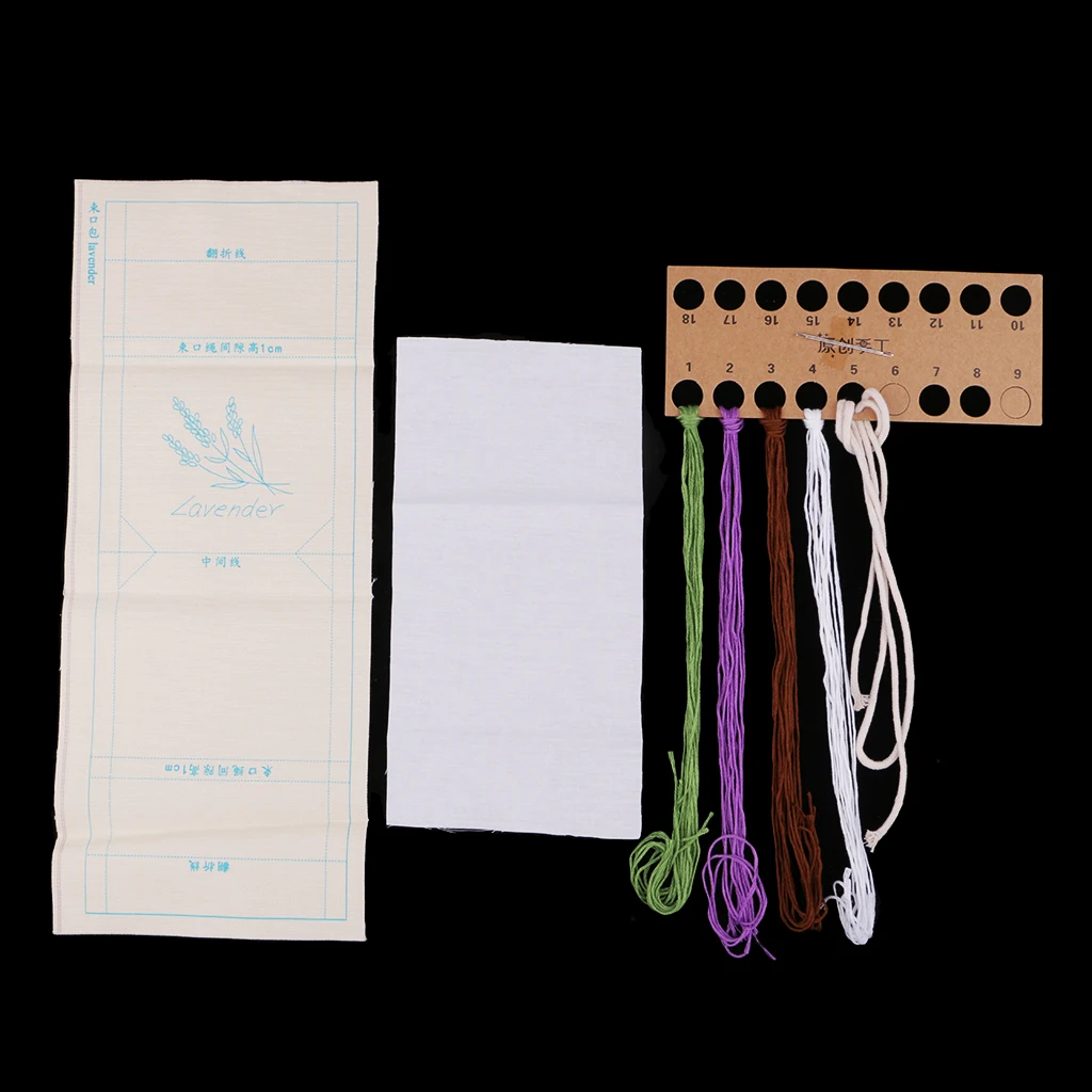 DIY Embroidery Cross Stitch Kit Pouch Canvas Drawstring Bag Handmade Needlework