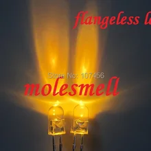 100 шт. 5 мм желтый круглый Flangeless прозрачный светодиодных ламп Бесплатные Резисторы 5 мм очень яркий желтый светодиод