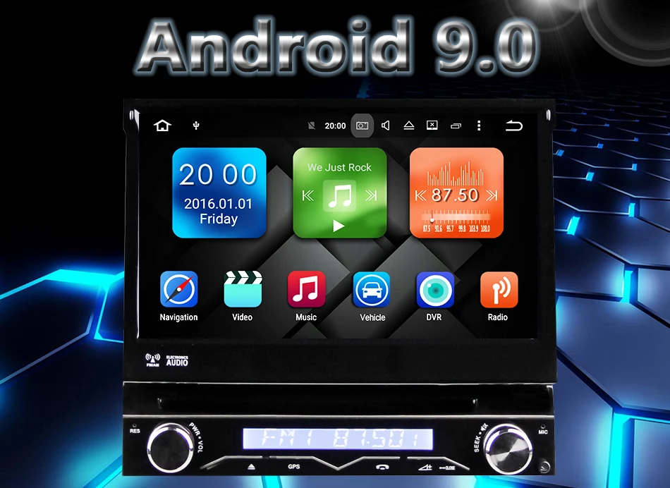 Best Eunavi 1 Din Android 9.0 Quad Core Car DVD Player For Universal GPS Navigation Stereo Radio WIFI MP3 Audio USB SWC PX3 1