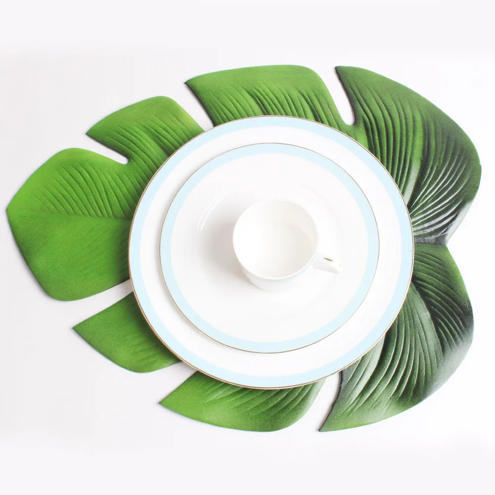 Placemat Creative Leaves Monstera Table Mat Kitchen Accessories Tablecloth Drink Coaster Pad Plate Heat Insulation Pad Table Mat