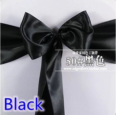 

Black colour high quality satin sash chair bow for chair covers sash spandex party and wedding decoration wholesale