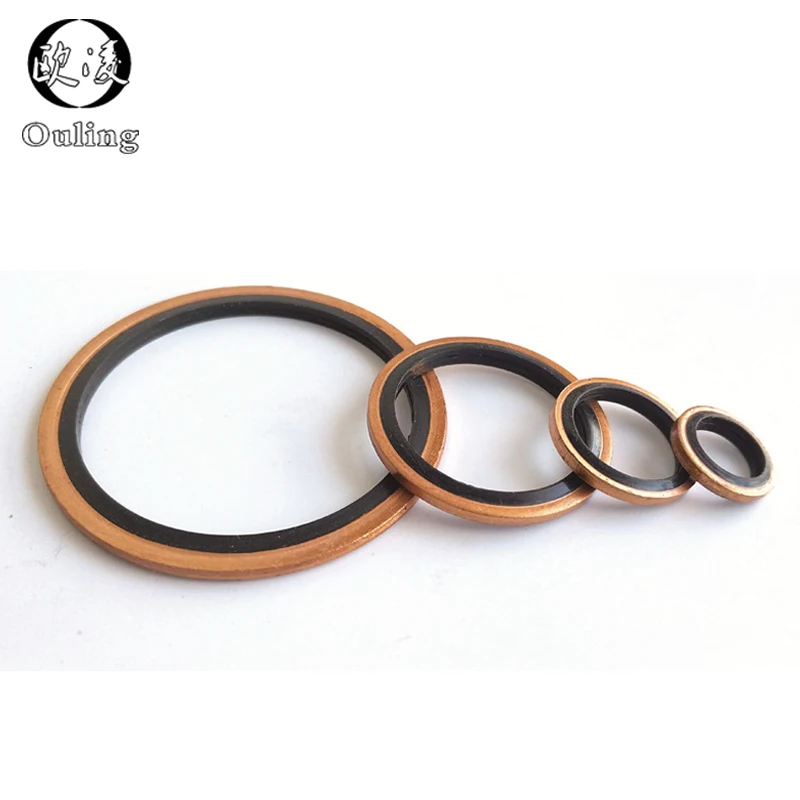 

M6/M8/M10/M12/M14/M16~60mm High Press Hydralic Rubber Oil Pipe Pad Seal Gasket NBR Metal Copper Bonded Washer Oring Assortment