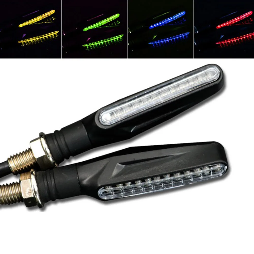 

2pcs Universal Motorcycle Water Flowing Flicker 12V 12 LED Motorcycle Led Signal Turn Signal Indicators Blinds Flexible Light