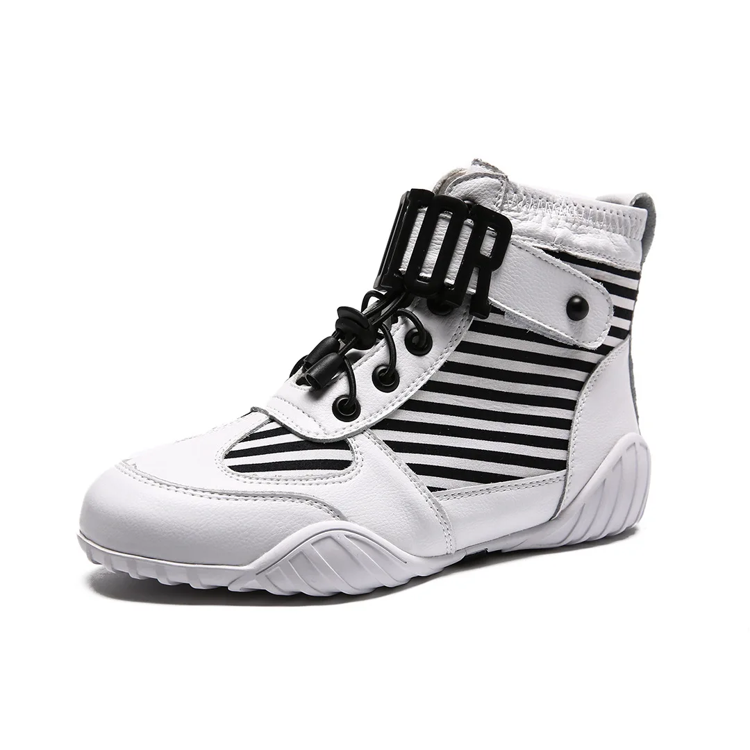 

SunNY Everest 2018 new genuine leather stripe high-heeled shoes women's hook white shoes sneakers casual board shoes 35-39