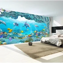 3d фото обои на стену морской мир Дельфин аквариум домашний Декор Гостиная фон 3d настенные фрески обои для стен 3 d