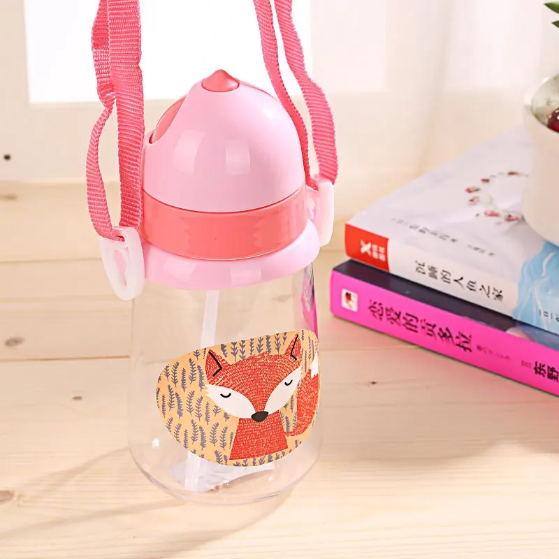 350 мл новая портативная мультяшная лиса детские чашки с шнурком чайник детская питьевая бутылка для детей учится пить
