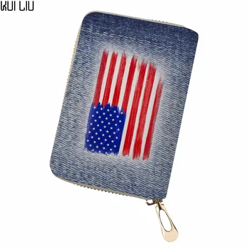 

Customized flag of the united states Unisex Personality passport cover card holder purse Printing PU Leather card wallet