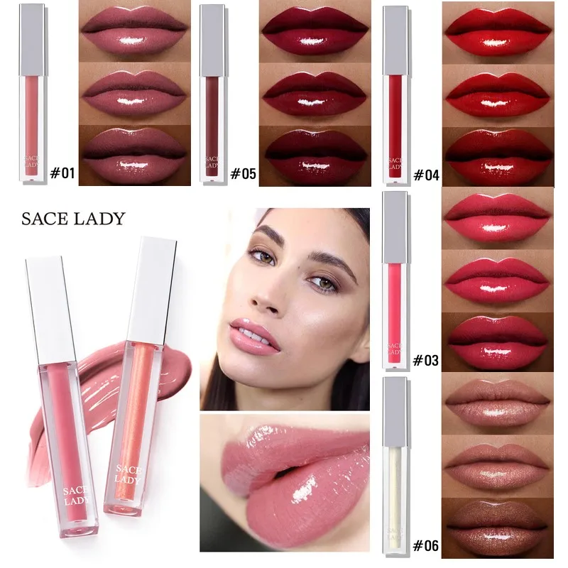

SACE LADY 1Pc High Shine Lip Lacquer Makeup Smooth Buildable Mirror Surface Glitter Lip Gloss Moisturizing Liquid Lipstick TSLM2