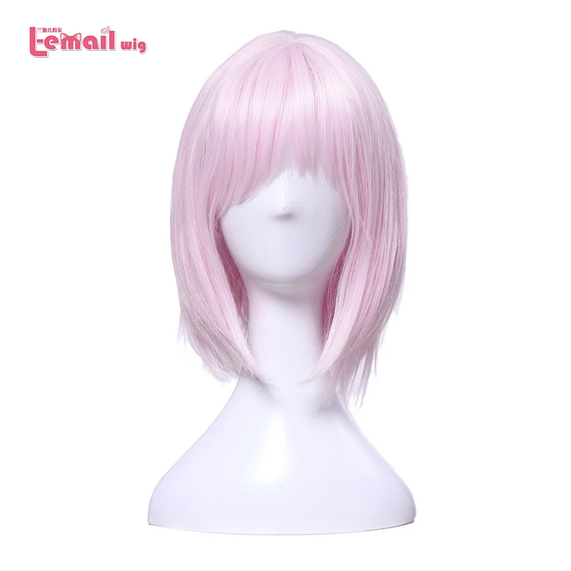 

L-email wig Brand New Game Cosplay Wigs 35cm Pink Heat Resistant Short Synthetic Hair Perucas Cosplay Wig
