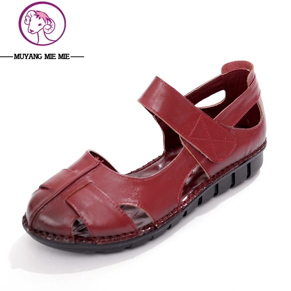 red womens flat sandals