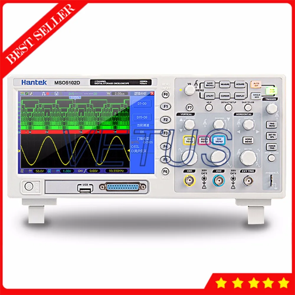 Hantek Dso5102d Digital Osciloscopio Portable 100mhz 2 Ch 1gsa/s