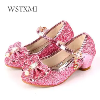 

Children High Heels Girls Princess Shoes Sequin Pearl Sandals Crystal Dress Shoes Fashion Dress Kids Wedding Party Leather Shoes
