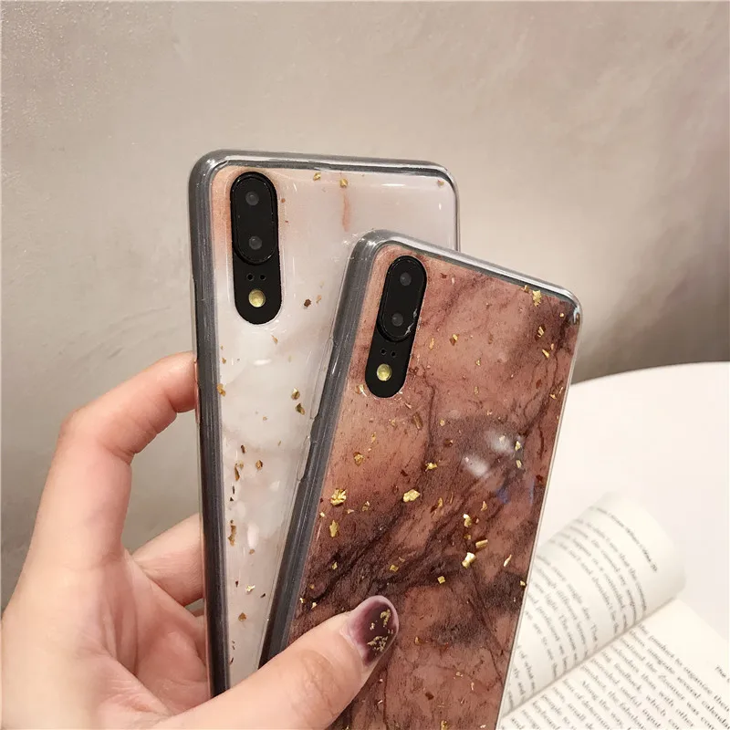 Золотистые Чехлы YHBBCASES блестящий Мраморный чехол для телефона Huawei P20 Pro P10 Plus Nova 3e 2S