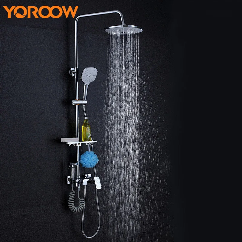 

Luxury Stainless Steel Bathroom Shower Set Rain Wall Mounted Thermostatic Shower-sets Mixer Hand Held Panels Water Saving TM0005