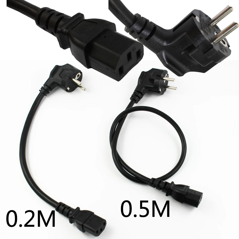 Europe EU plug Flat Nema 5 15P to IEC C13 Power Cord 0.2M 0.5M IEC C13