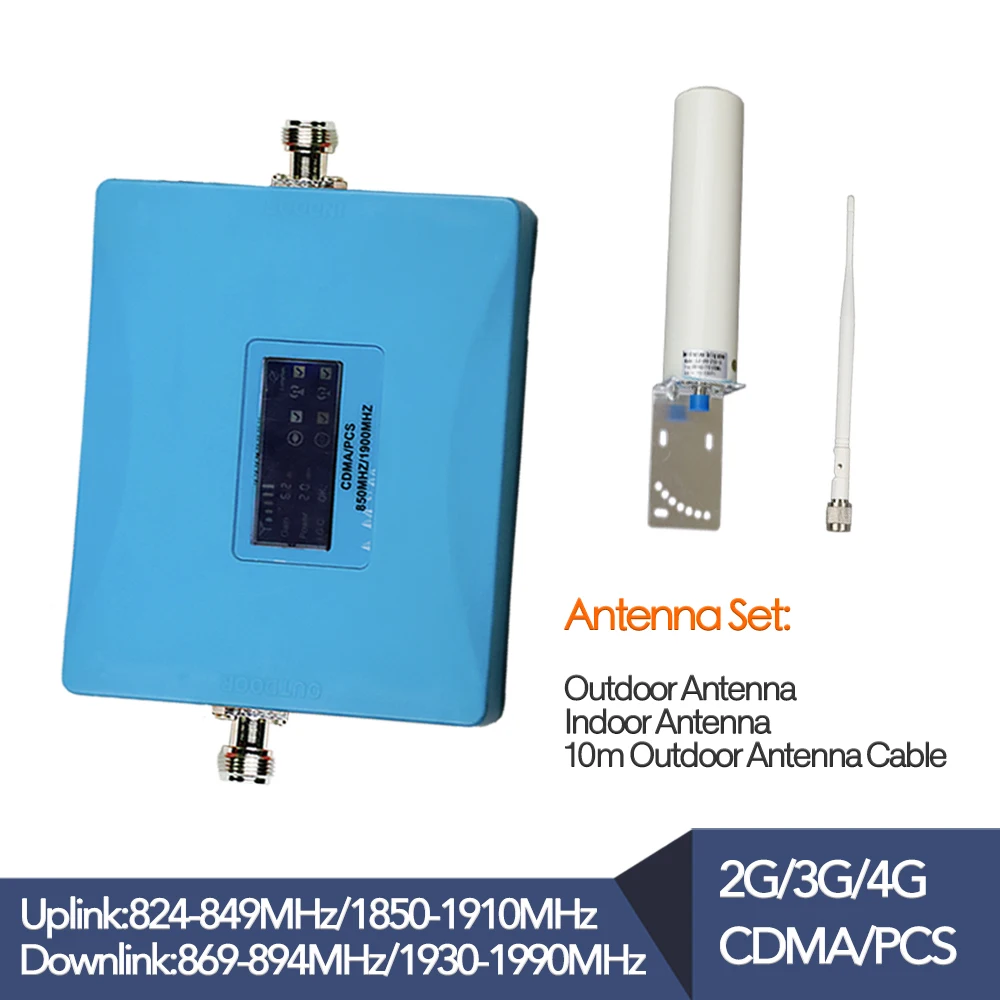 

Internet amplifier 62dB Gain Cellular Signal Repeater 850 1900 Dual Band Booster 2g 3g Amplifier 4G LCD Display antenna full set
