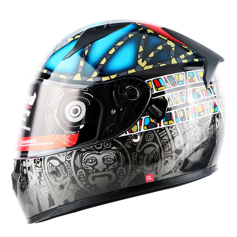 Tanked гоночный мотоциклетный Полнолицевой шлем с двойным объективом противотуманный мотоциклетный шлем для мотокросса защитный шлем Casco Capacete ECE - Цвет: Black Tai Chi