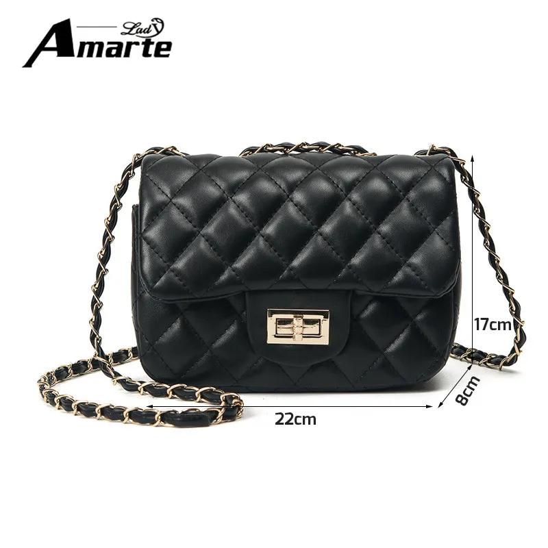 

2017 New Women Shoulder Bags Luxury Brand Designer Solid Pu Leather Plaid Flap Bag Small Crossbody Bags with Chain for Girls