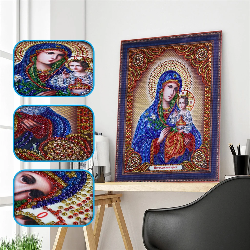 

Special Shaped 5D DIY Diamond Painting Cross Stitch Religious Icon Crystal Diamond Embroidery Classic Style Rhinestone Painting