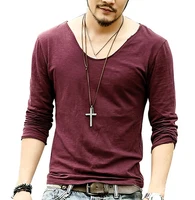 Mens bottoming T shirt slim solid Men T shirts European and American Style Cotton long sleeve