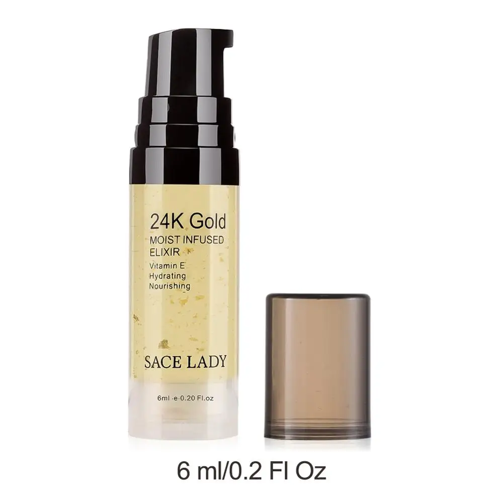 SACE LADY 24K Gold Elixir масло для лица макияж Праймер 6 мл Профессиональный увлажняющий макияж База основа праймер пор косметика - Цвет: 01 24K Gold Elixir