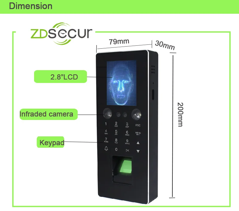 Распознавание отпечатков пальцев лица и RFID карты система контроля доступа ZDF1