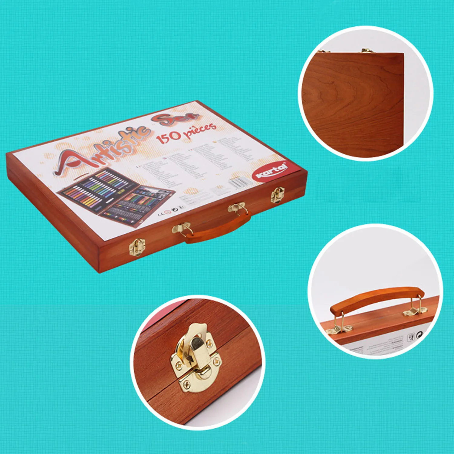 150PCS Complete set Painting Drawing Art Artist Kit with Wooden Case for Kids Children Boys Girls Christmas Birthday Gift