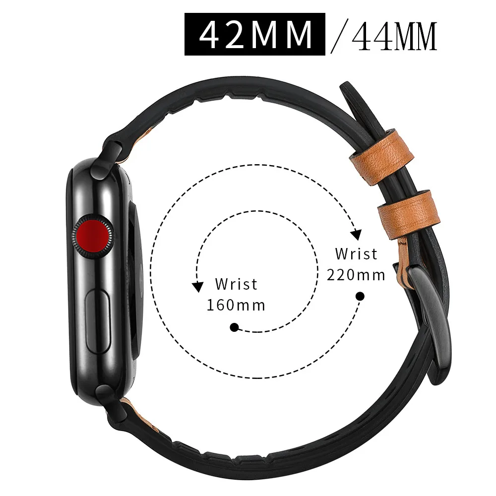 Ремешок для Apple Watch 40 мм 44 мм 42 мм 38 мм дышащий ремешок для iwatch серии 5 4 3 2 1 кожа+ Мягкий силиконовый браслет аксессуары