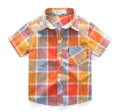 Летняя детская клетчатая рубашка в полоску, рубашка из хлопка, chromophous, детская одежда - Цвет: 04