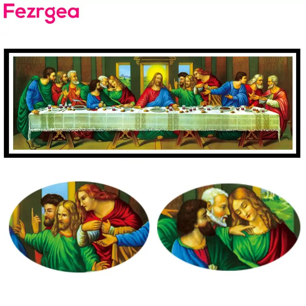Fezrgea 5d Diamond Embroidery The Last Supper Christian Jesus Religious Full Diamond Painting Cross Stitch Pattern Home Decor Diamond Painting Cross Stitch Aliexpress