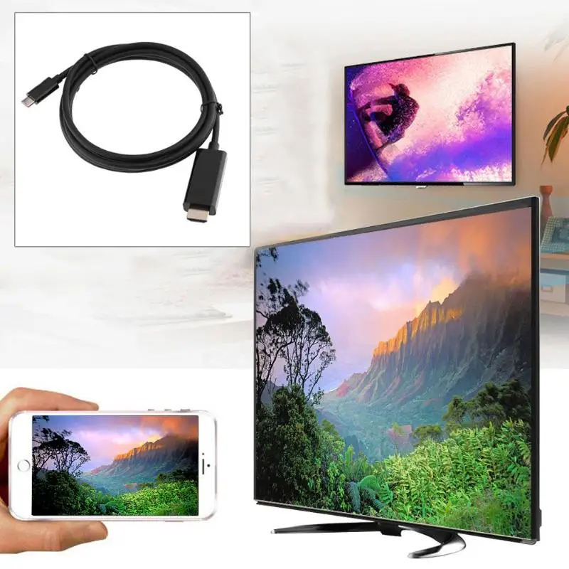 1,8 м USB 3,1 Тип C к HDMI конвертер 4 к Видео Графика Кабель-адаптер Тип C к HDMI конвертер удлинитель шнур для Macbook