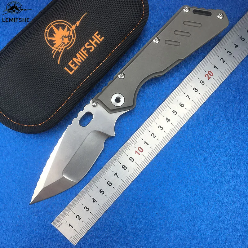 

LEMIFSHE MSC SMF XL copper gasket folding knife D2 blade TC4 titanium alloy handle tactical survival fruit knife EDC tool