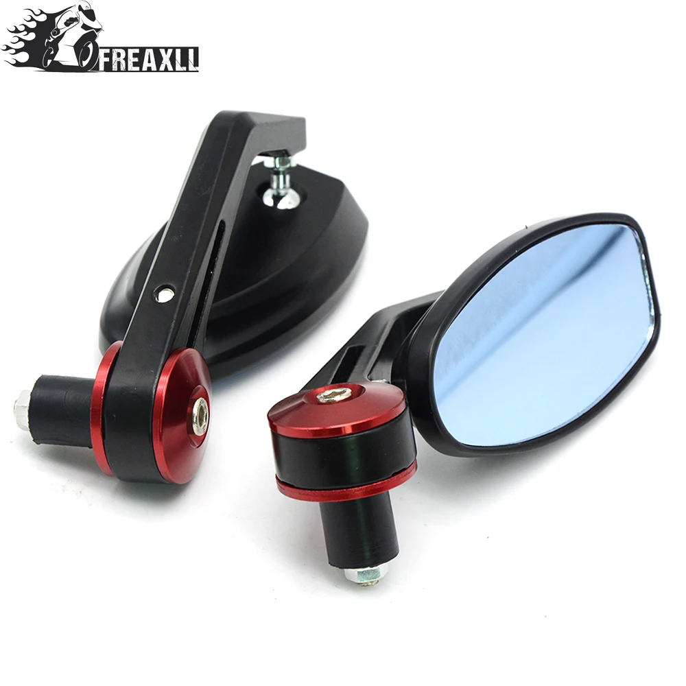 

Pair 7/8" 22mm Motorcycle Handlebar Bar End Mirrors Oval Blue Glasses Side Rear View Mirror Universal For YAMAHA YZF450 R1 R3