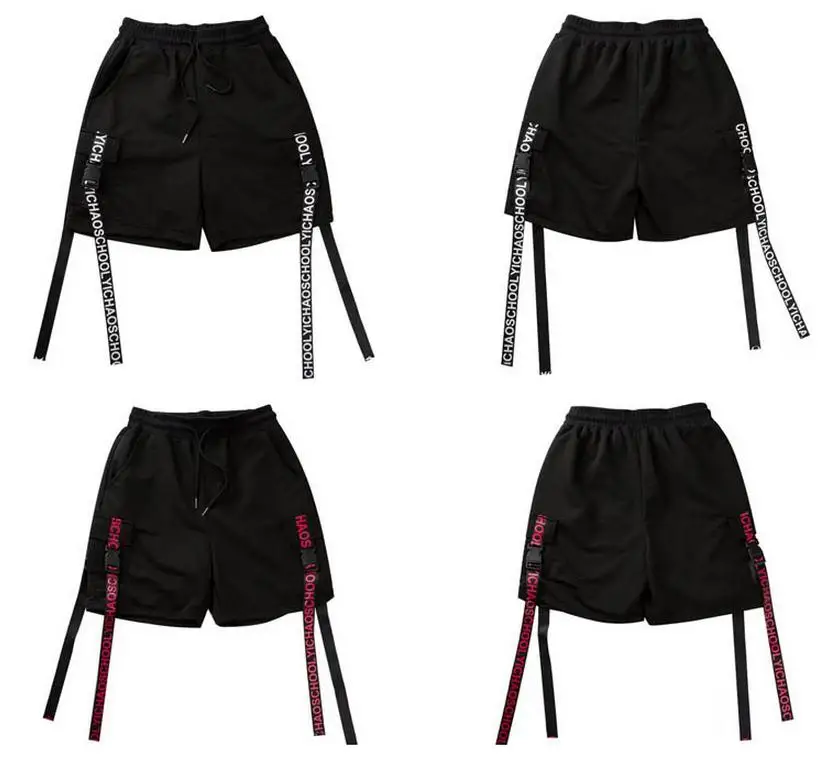 Fashion Street Wear Summer New Men Shorts Side Ribbon Cross Drawstring Hip hop Street Dance Men Summer Running Bodysuit Leggings11