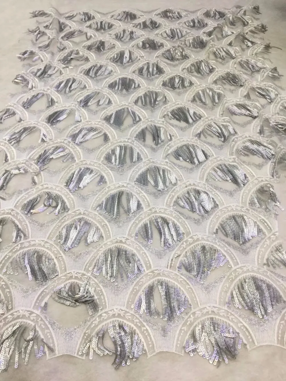 

Sequins french lace African tulle lace fabric high quality 5 yards per piece