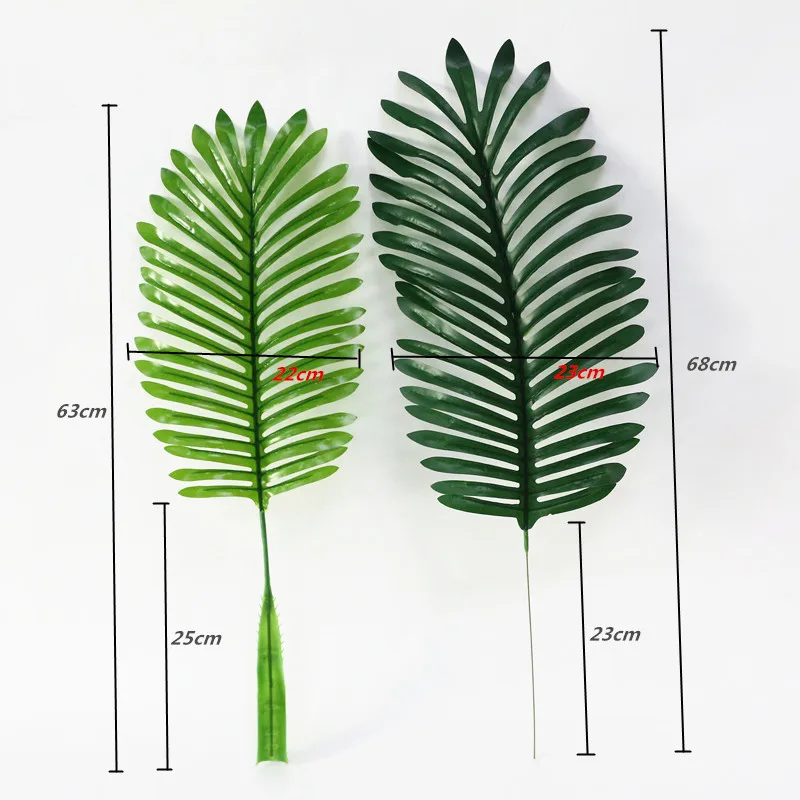  Flone Artificial Tropical Palm Leaves Simulation Green Single Plastic Leaves Fake Leaf Wedding Home Party DIY Decor Plant  (11)
