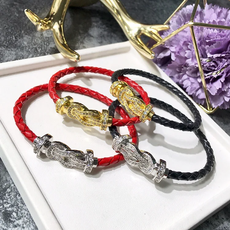

TYME High Quality Cuff Leather Bracelet For Women With AAA Zircon Charm Bracelet Bangle For Horse